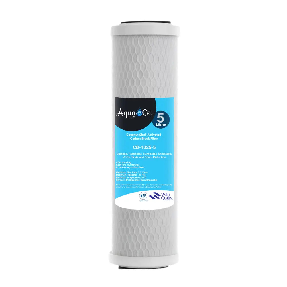 AquaCo 10" x 2.5" 5 Micron Carbon Block Cartridge