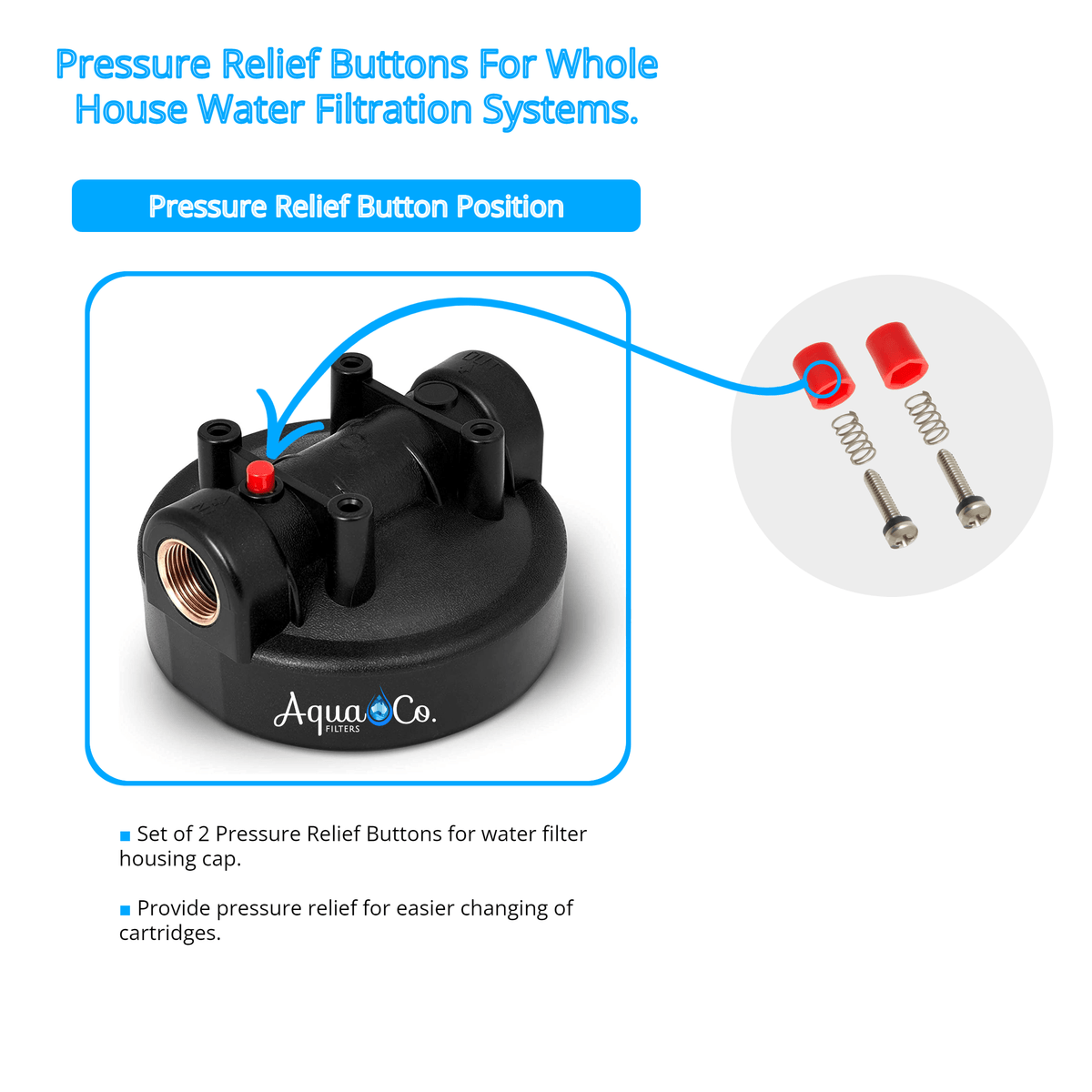 AquaCo Pressure Relief Button for Whole House Filter Housings product view 2