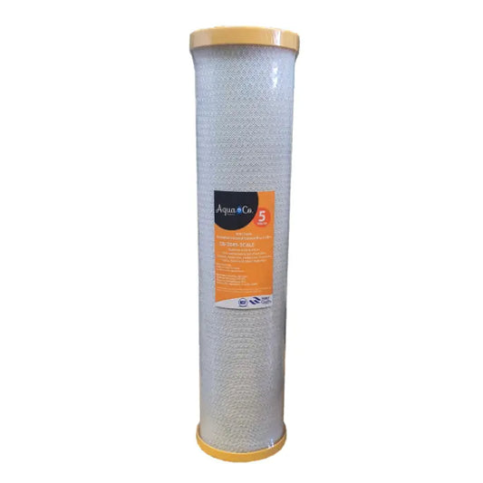 AquaCo 20" x 4.5" 5 Micron Anti Scale Carbon Block Cartridge