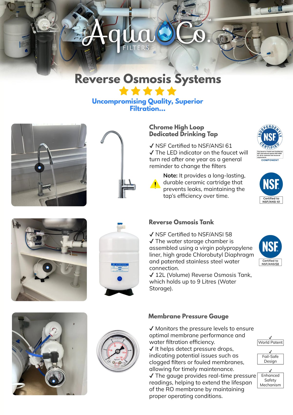 AquaCo ROCOMP Compact Reverse Osmosis System with Dedicated Tap product view 9