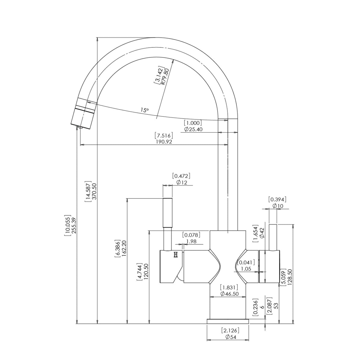 AquaCo Chrome High Loop 3-Way Mixer with LED Filter Change Reminder – 3W-HL-CH product view 3