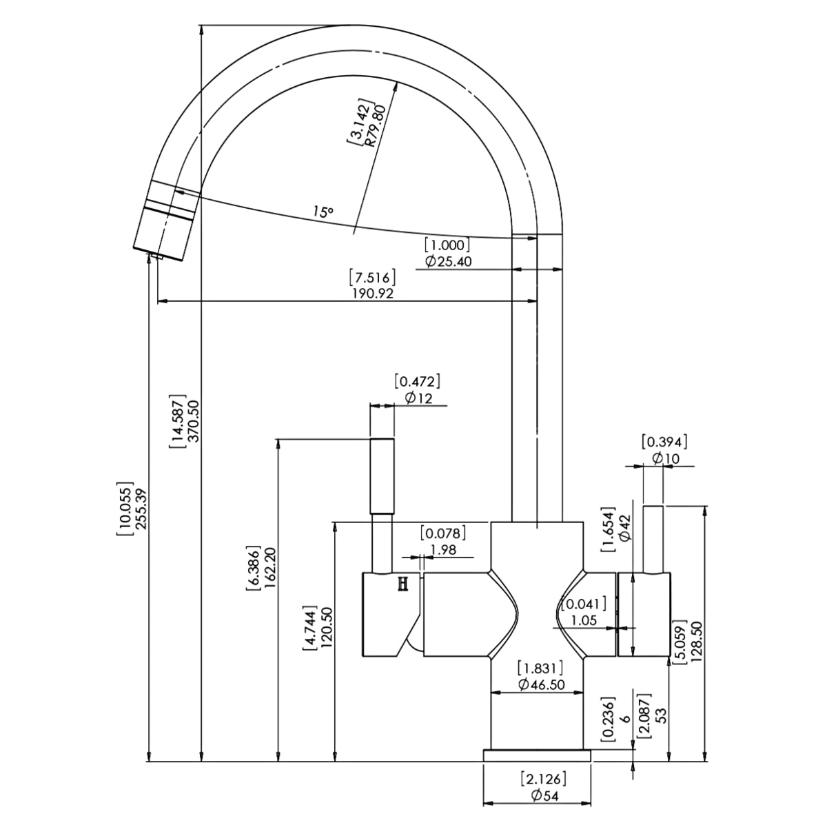 AquaCo Matte Black High Loop 3-Way Mixer – 3W-HL-MB product view 5
