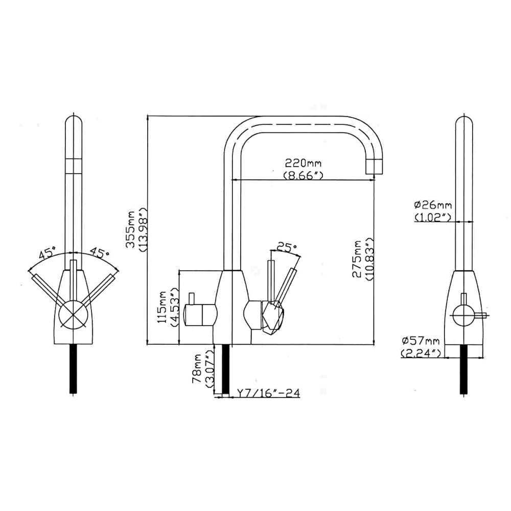 AquaCo Stainless Steel Petite 3-Way Mixer – 3W-PET-SS product view 5