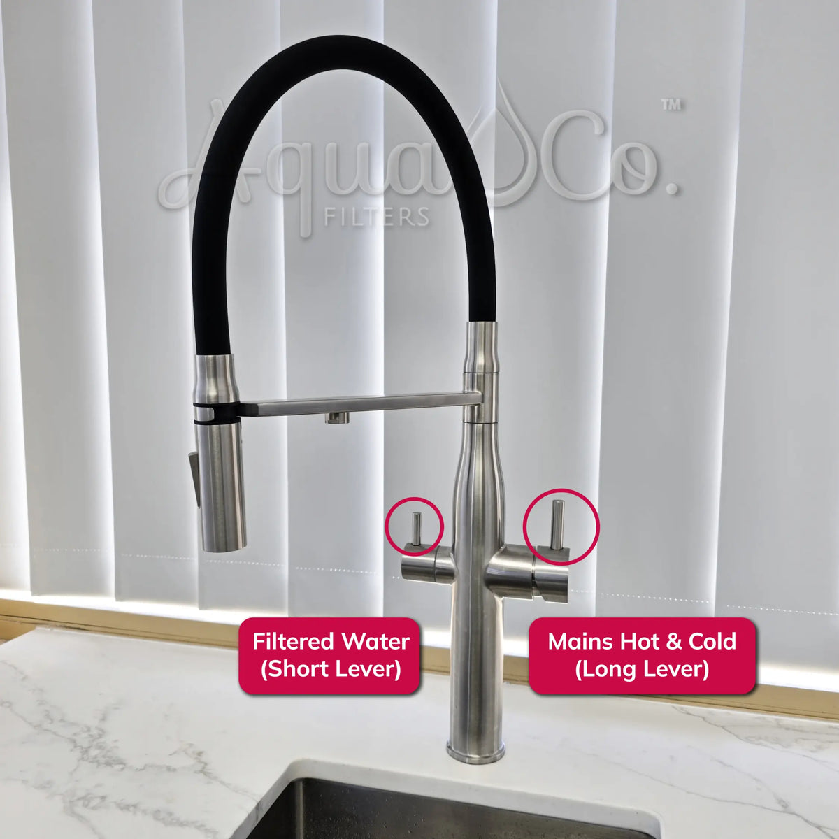 AquaCo Stainless Steel Pull Out Hose 3-Way Mixer – 3W-PO-SS product view 6