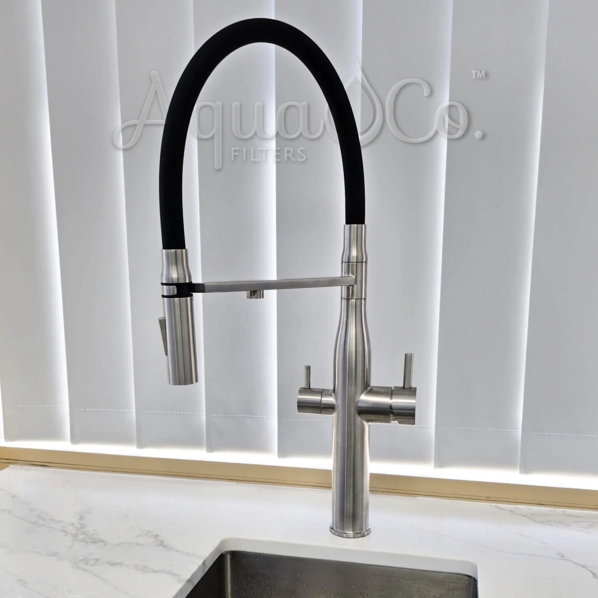 AquaCo Stainless Steel Pull Out Hose 3-Way Mixer – 3W-PO-SS product view 2