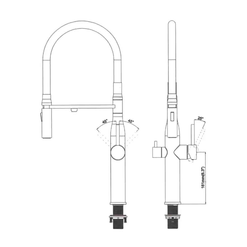 AquaCo Stainless Steel Pull Out Hose 3-Way Mixer – 3W-PO-SS product view 7