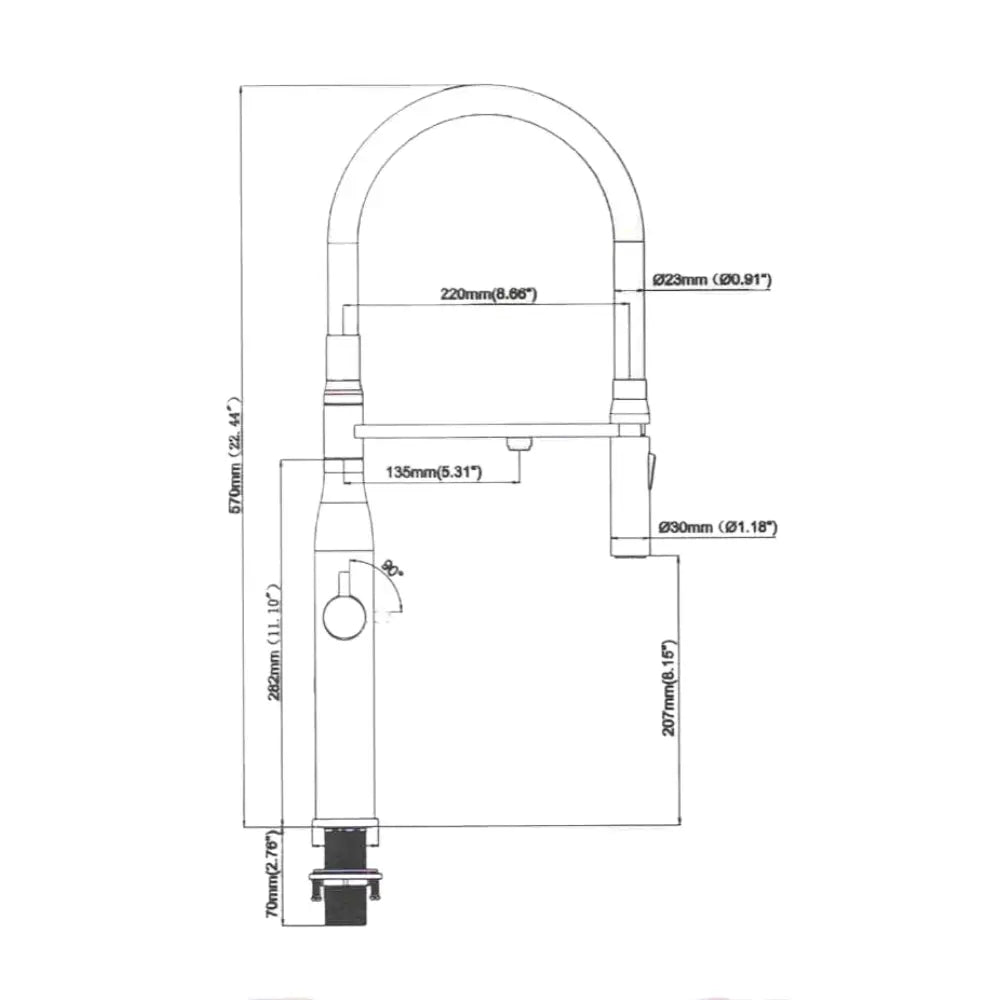 AquaCo Stainless Steel Pull Out Hose 3-Way Mixer – 3W-PO-SS product view 8