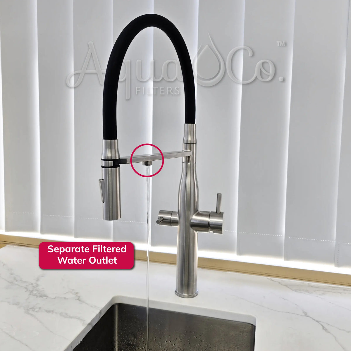 AquaCo Stainless Steel Pull Out Hose 3-Way Mixer – 3W-PO-SS product view 3