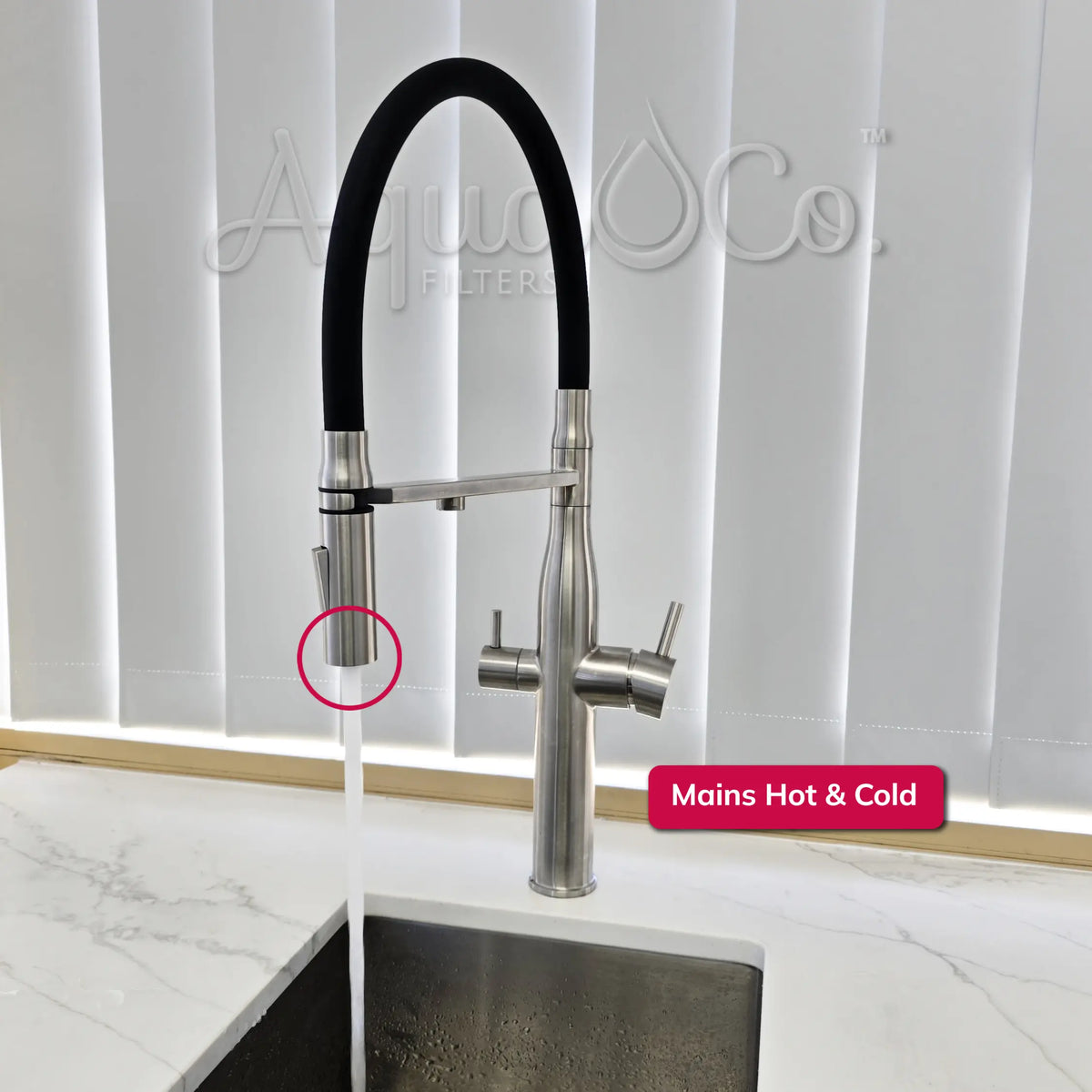 AquaCo Stainless Steel Pull Out Hose 3-Way Mixer – 3W-PO-SS product view 4