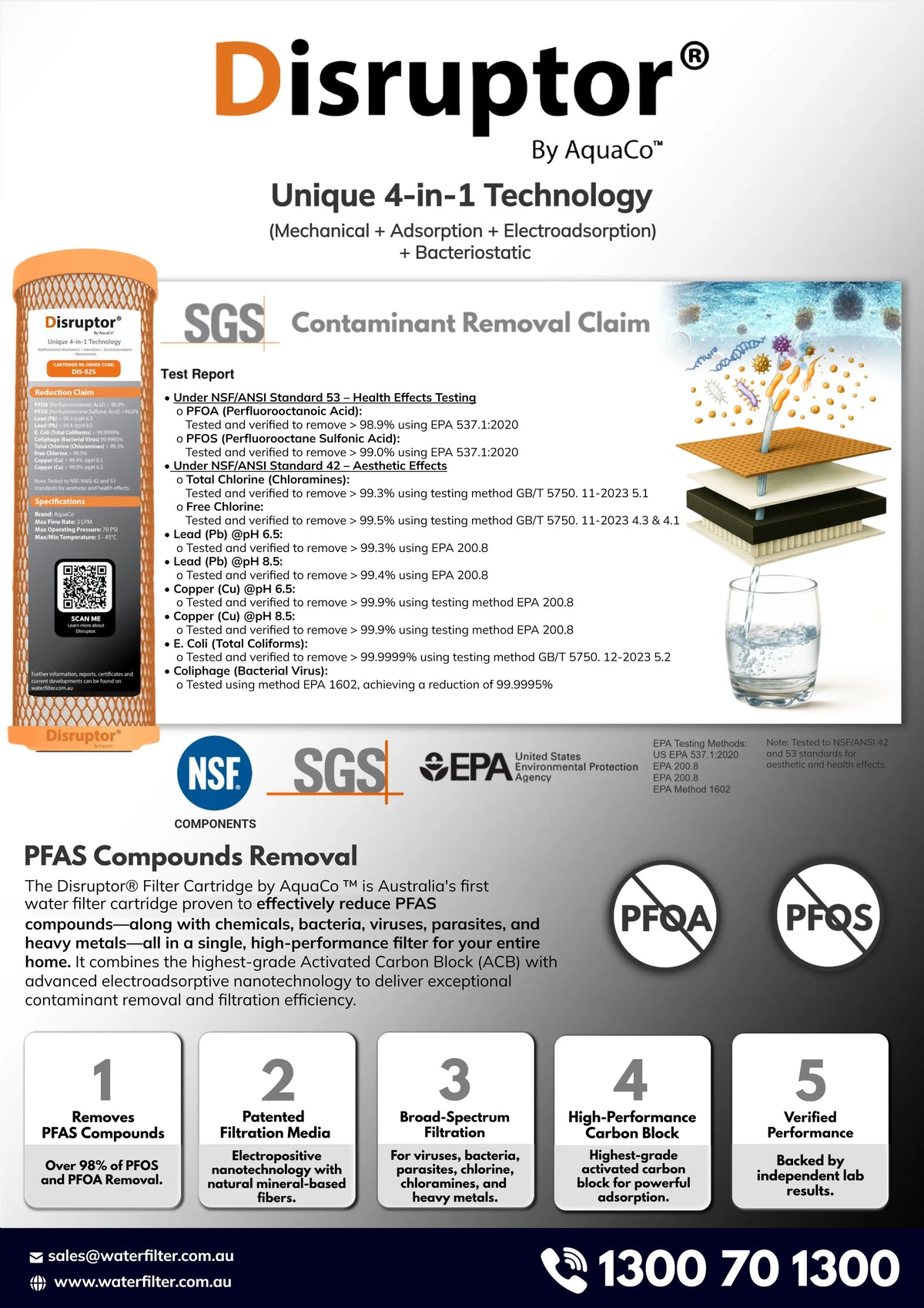 AquaCo 9" x 2.5" Disruptor® Replacement Filter – DIS-925 product view 2