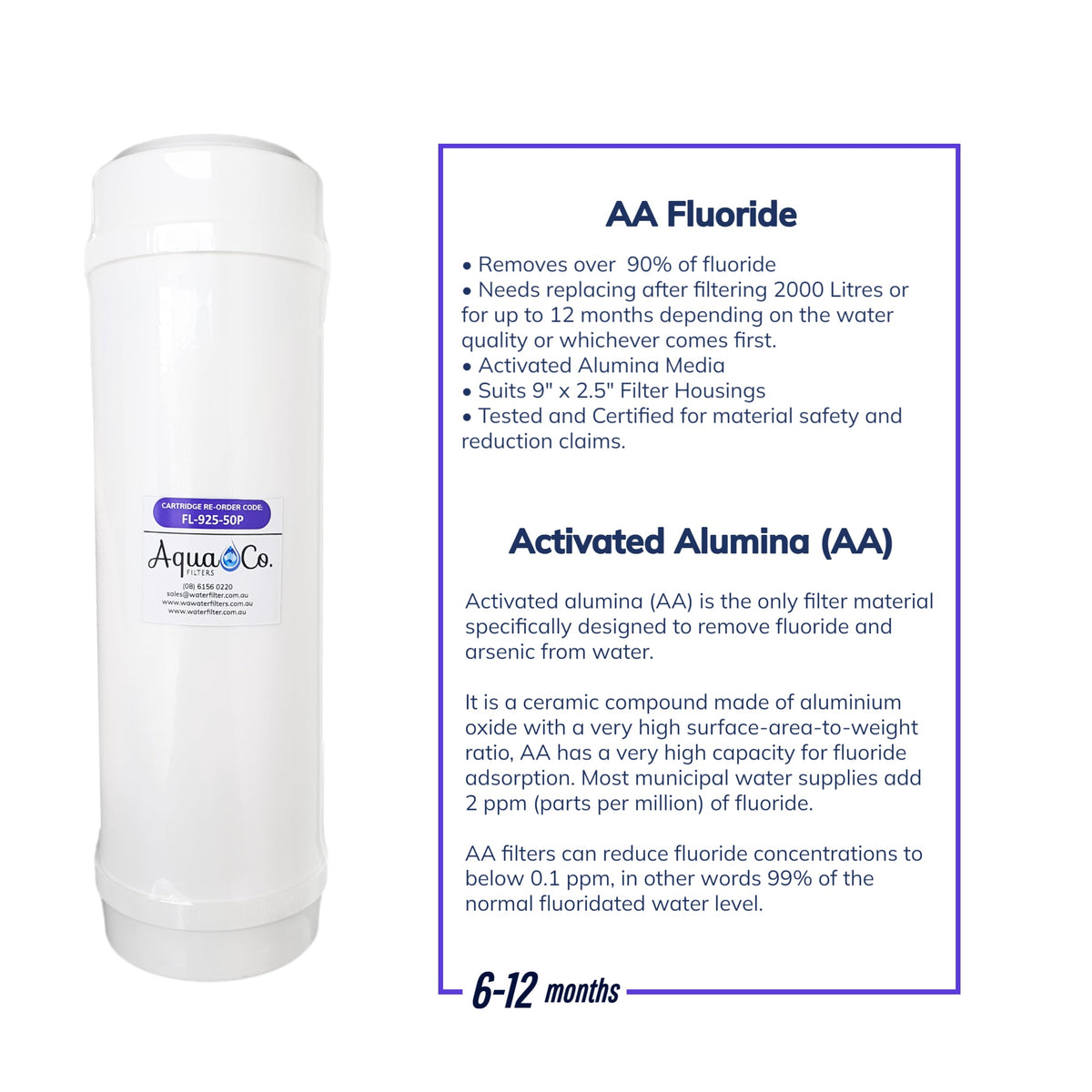 AquaCo 9" x 2.5" Fluoride Removal Replacement Filter product view 2
