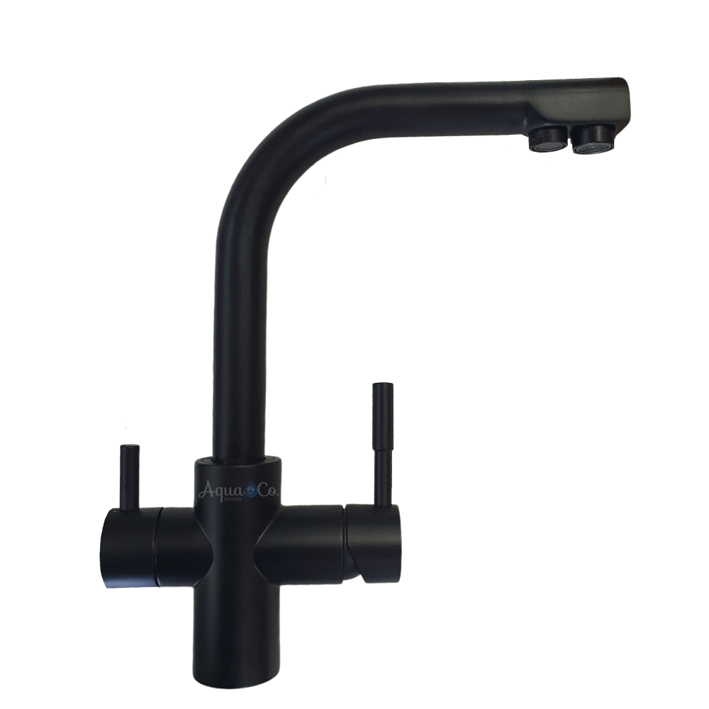 AquaCo Matte Black L Shape 3-Way Mixer – 3W-SL-MB tap detail