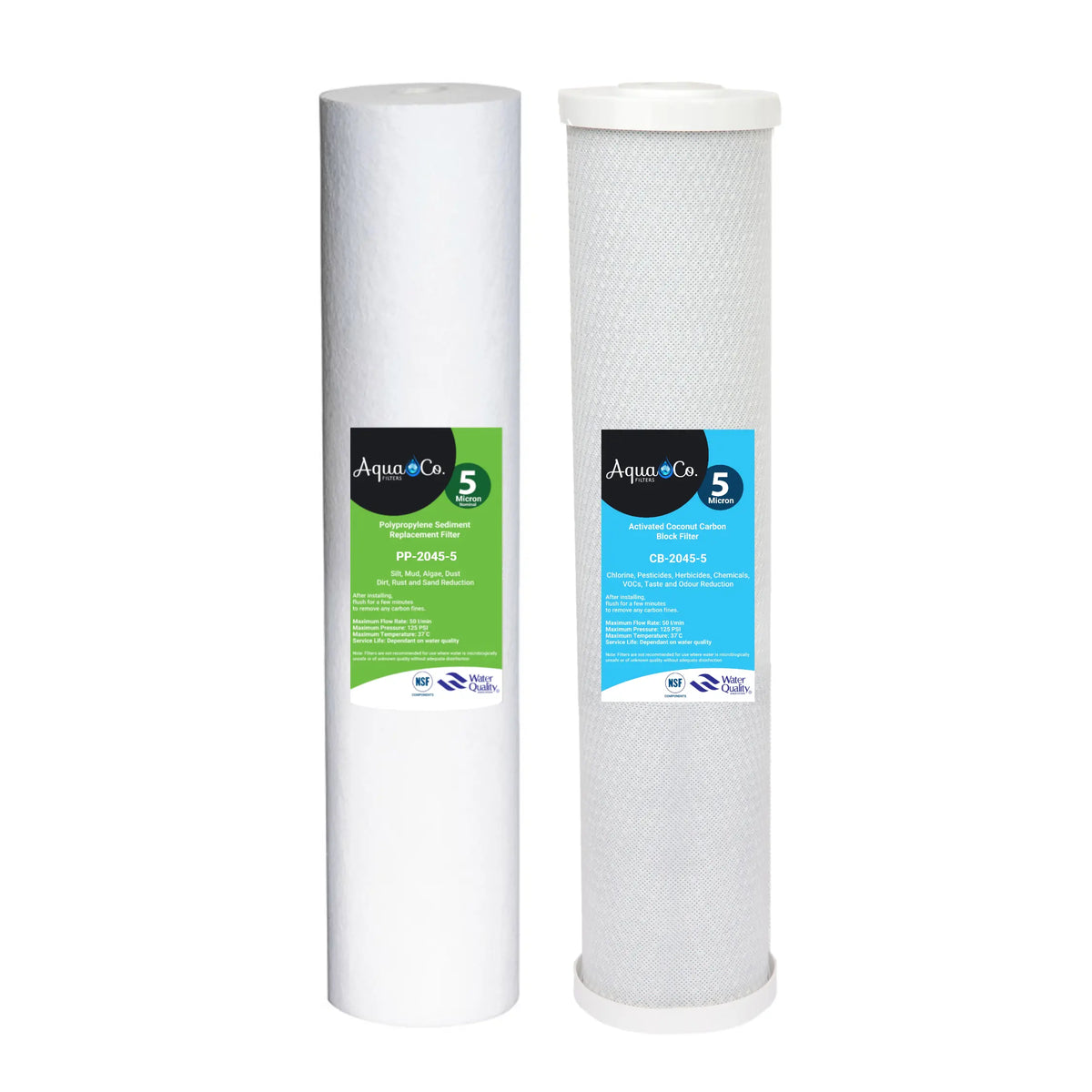 AquaCo Replacement Filter Pack 20" Classic Twin: Sediment & Carbon