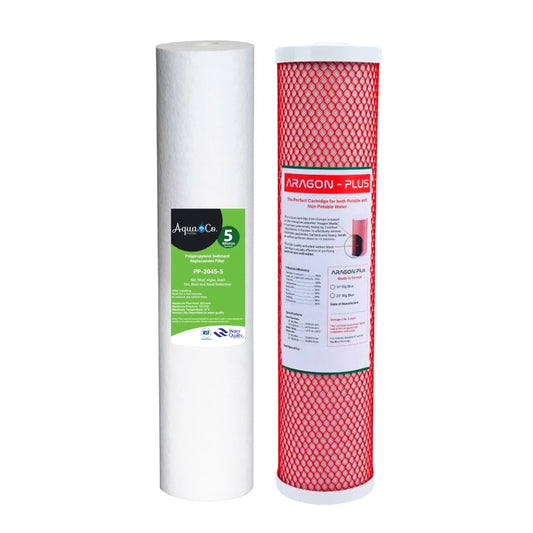 AquaCo Replacement Filter Pack 20" Premium Twin: Sediment & Aragon