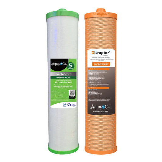 AquaCo Premium PFAS 20" x 4.5" Sediment & Disruptor® Filter Set