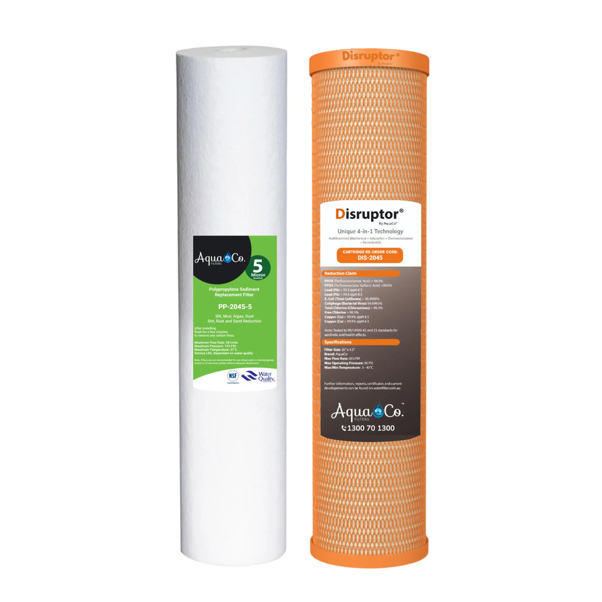 AquaCo Replacement Filter Pack 20" PFAS Twin: Sediment & Disruptor®