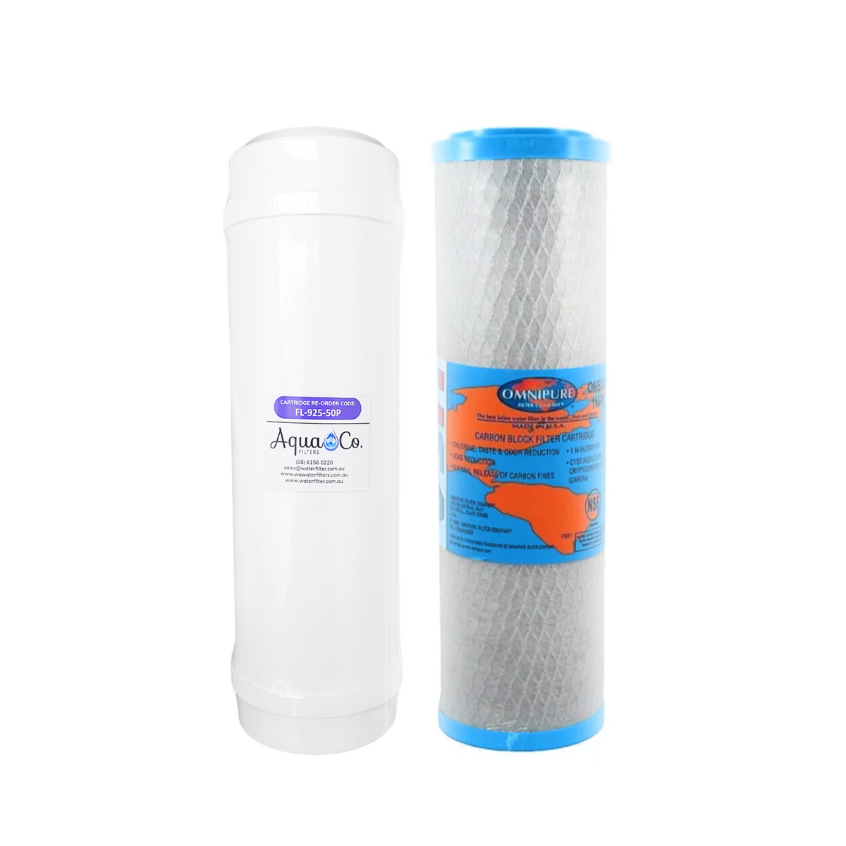 AquaCo 9" x 2.5" Fluoride and Carbon Replacement Filter Set