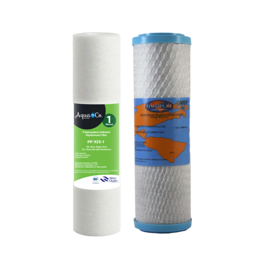 AquaCo 9" x 2.5" Sediment and Carbon Replacement Filter Set