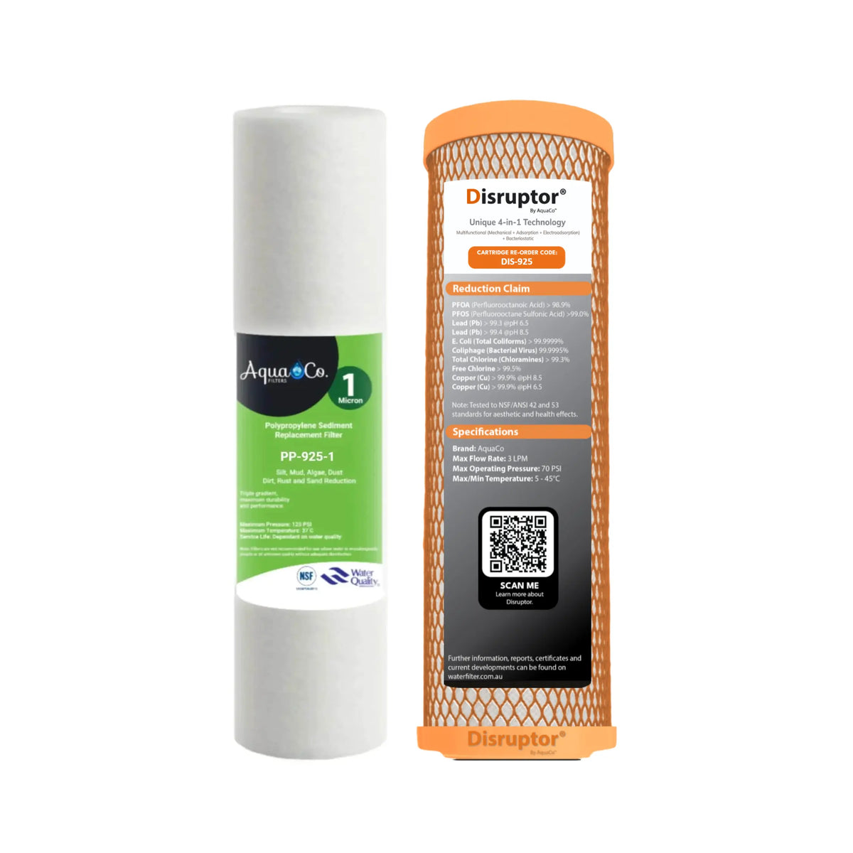 AquaCo 9" x 2.5" Sediment and Disruptor® Replacement Filter Set