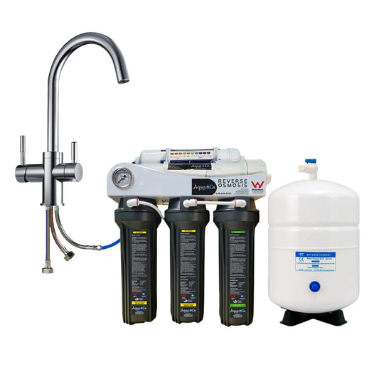 AquaCo 5 Stage Reverse Osmosis System + 3-Way Mixer