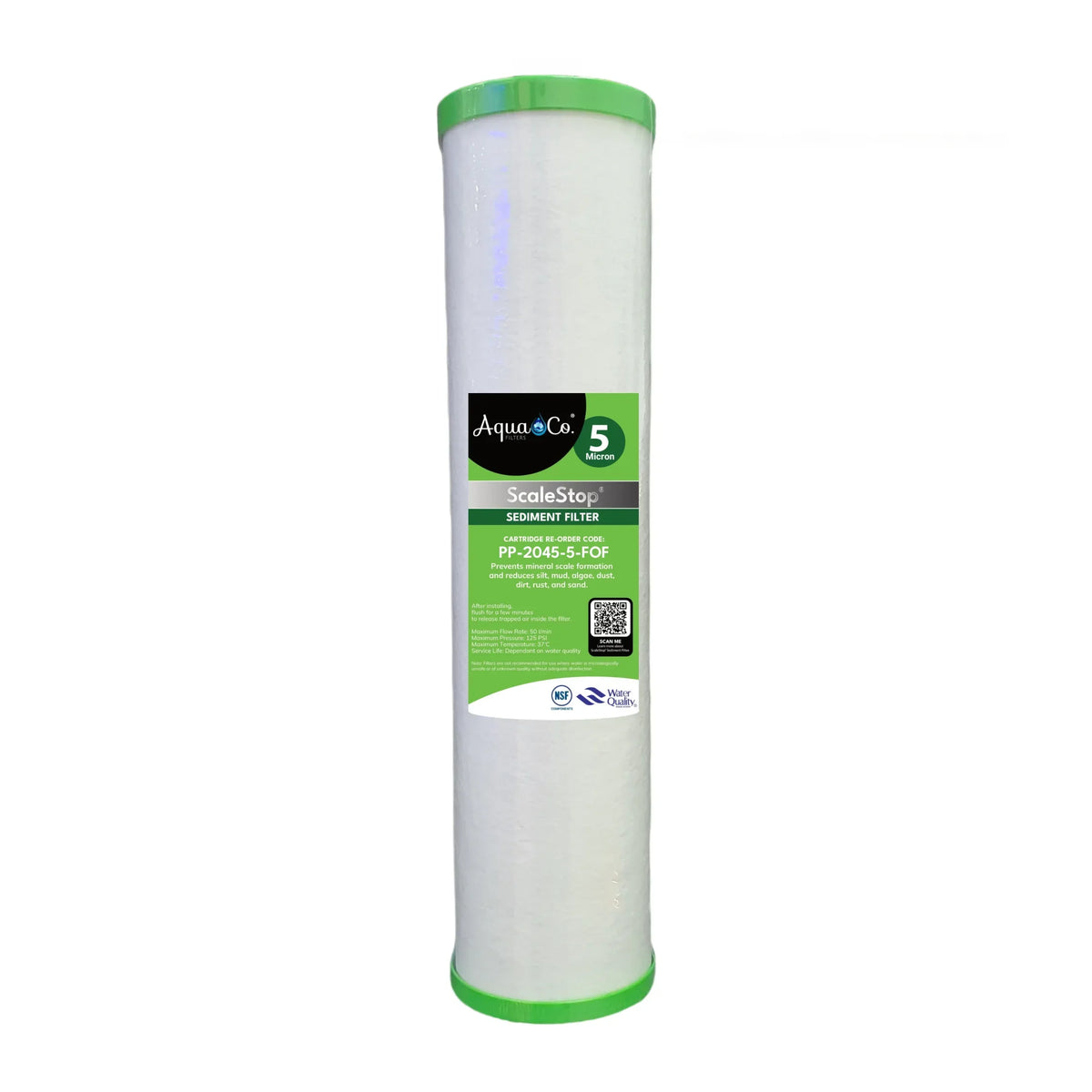 AquaCo 20" x 4.5" 5 Micron Triple Gradient ScaleStop® Sediment Filter