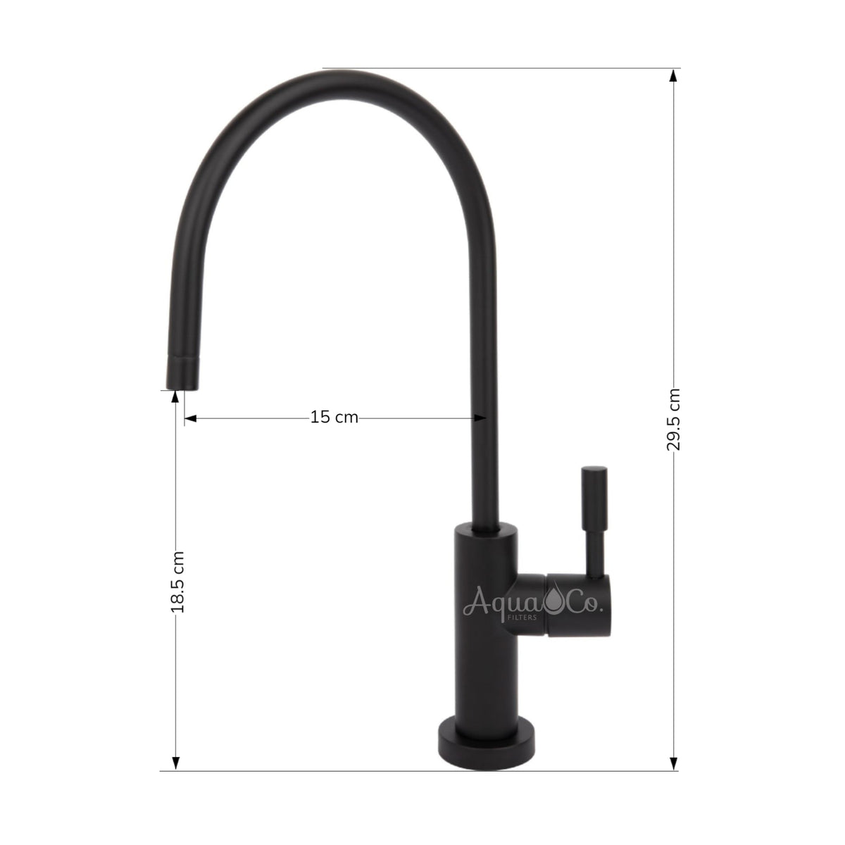 AquaCo Matte Black High Loop Water Filter Tap – TAP-MODE-MB tap detail