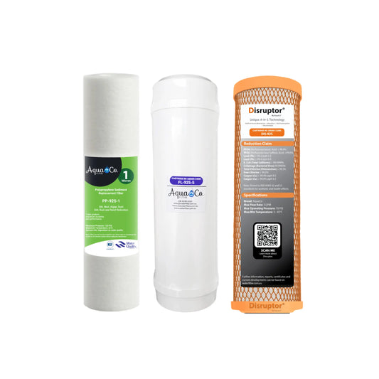 AquaCo 9" x 2.5" Sediment, Fluoride and Disruptor® Replacement Filter Set – REP-925SFD