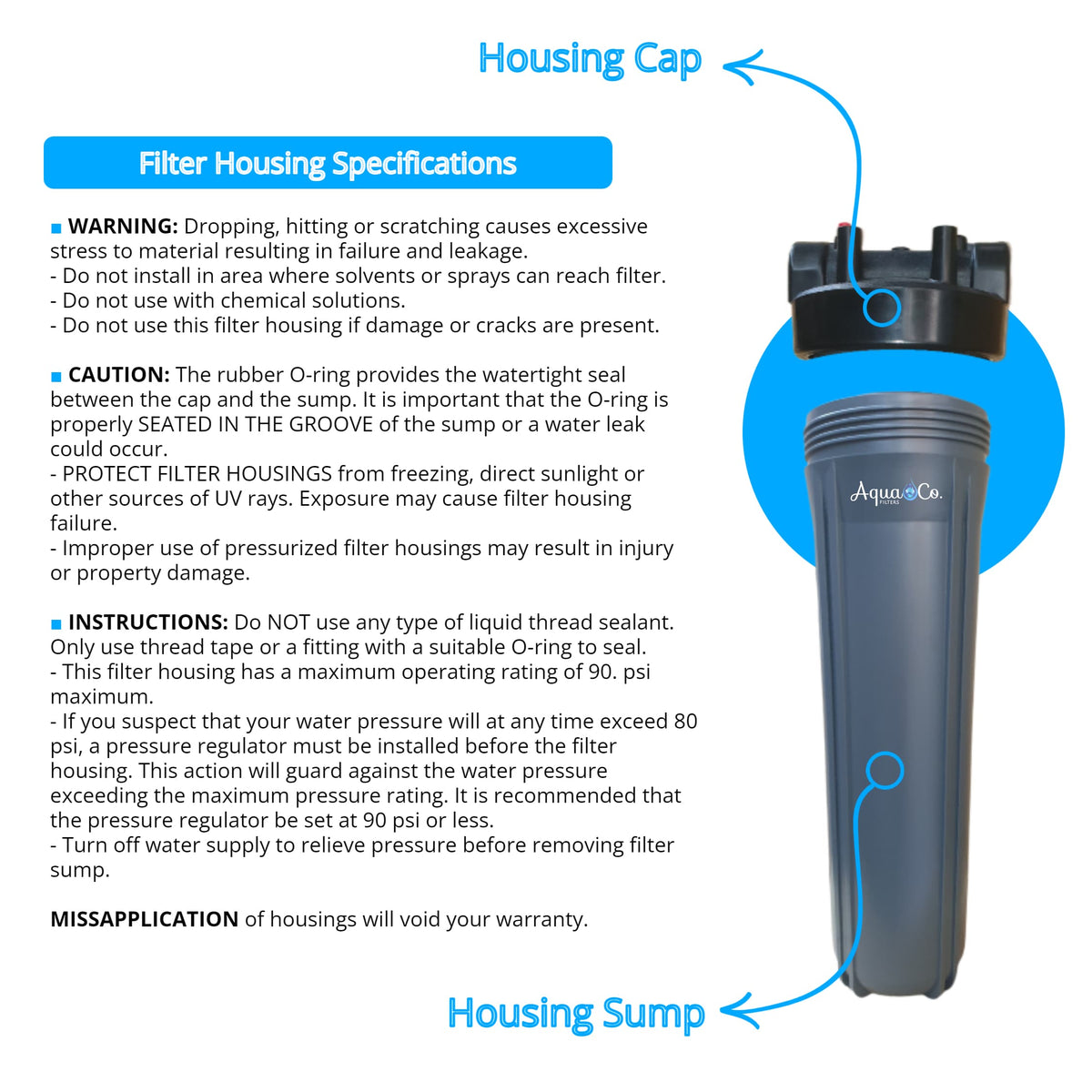 AquaCo 20" x 4.5" Water Filter Housing Sump product view 4