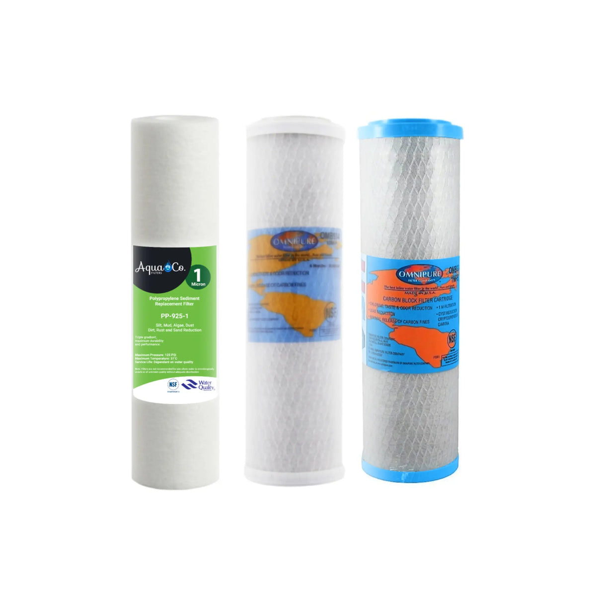 AquaCo 9" x 2.5 Sediment and Carbon Replacement Filter Set – REP-925SCC