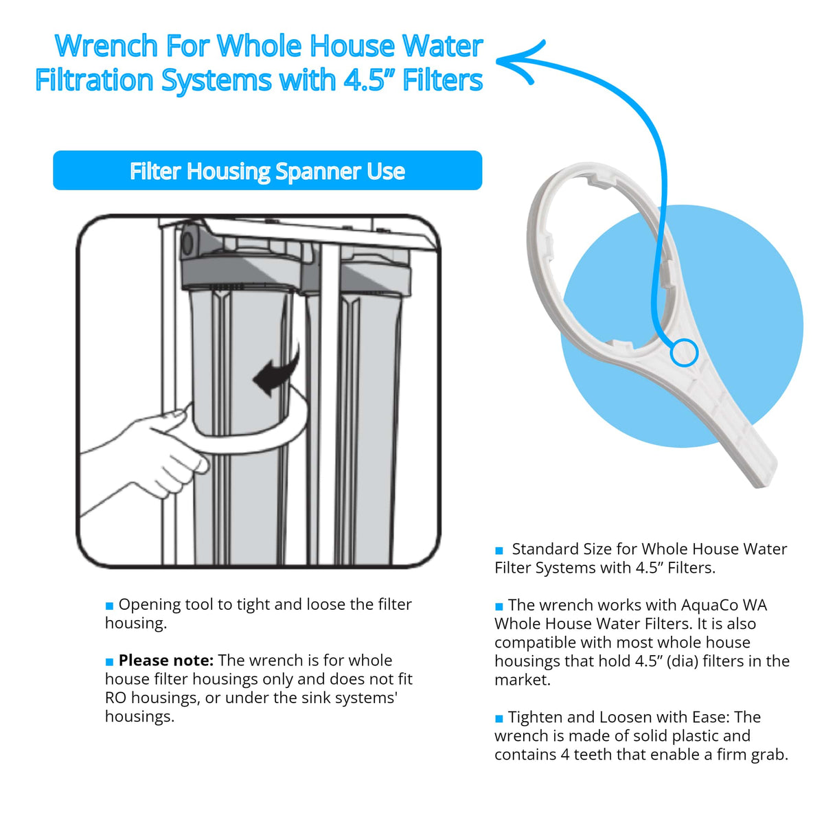 AquaCo Housing Wrench for 4.5” Whole House Filters product view 2