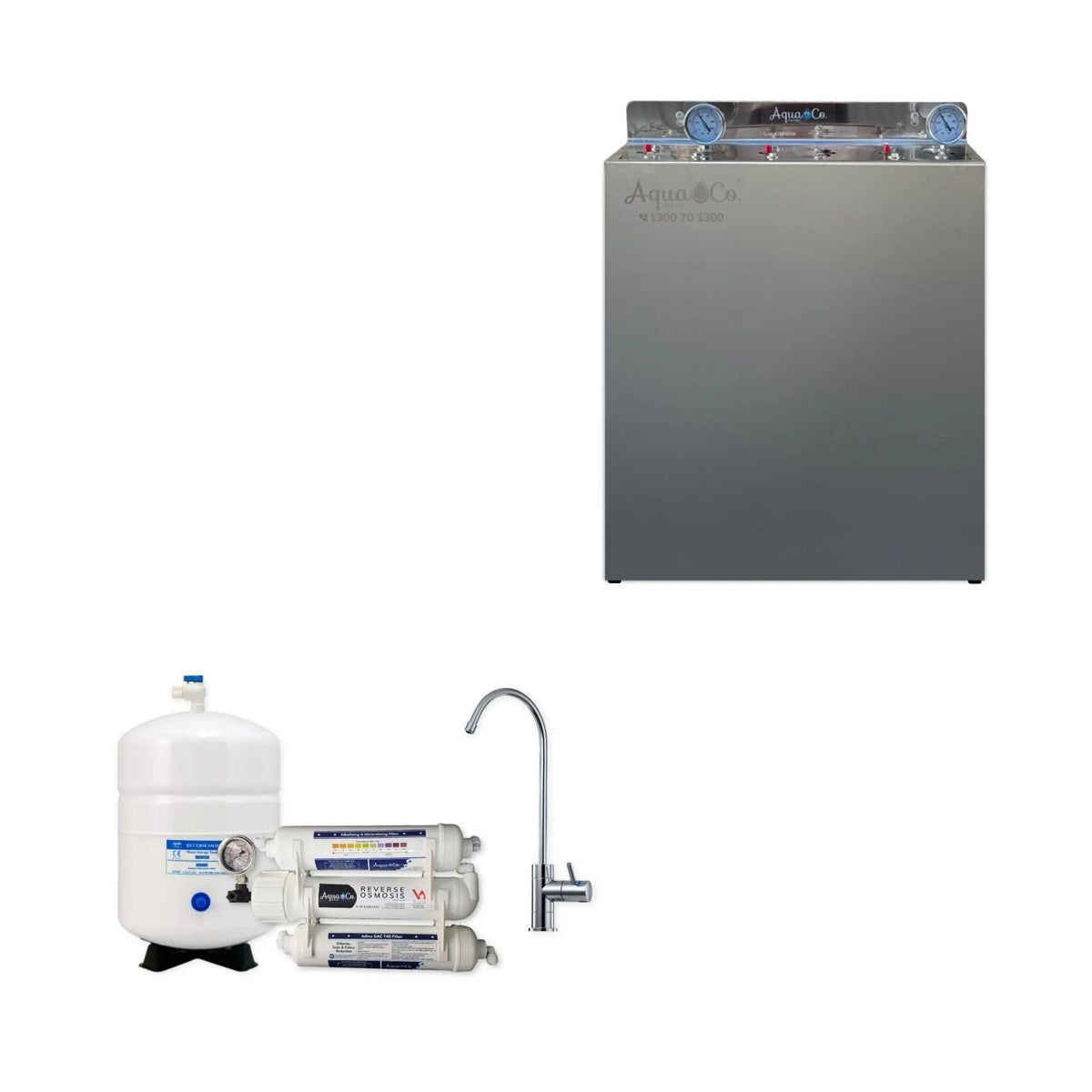 AquaCo Premium PFAS Whole House Water Filter System with ROCOMP Reverse Osmosis tap detail