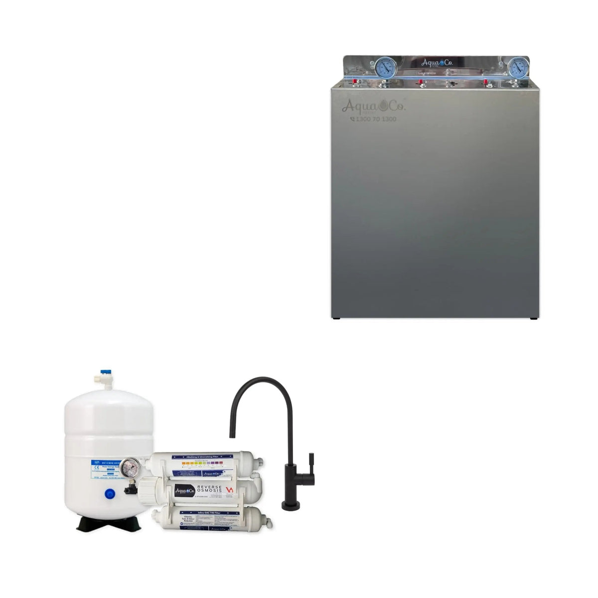 AquaCo Premium PFAS Whole House Water Filter System with ROCOMP Reverse Osmosis tap detail