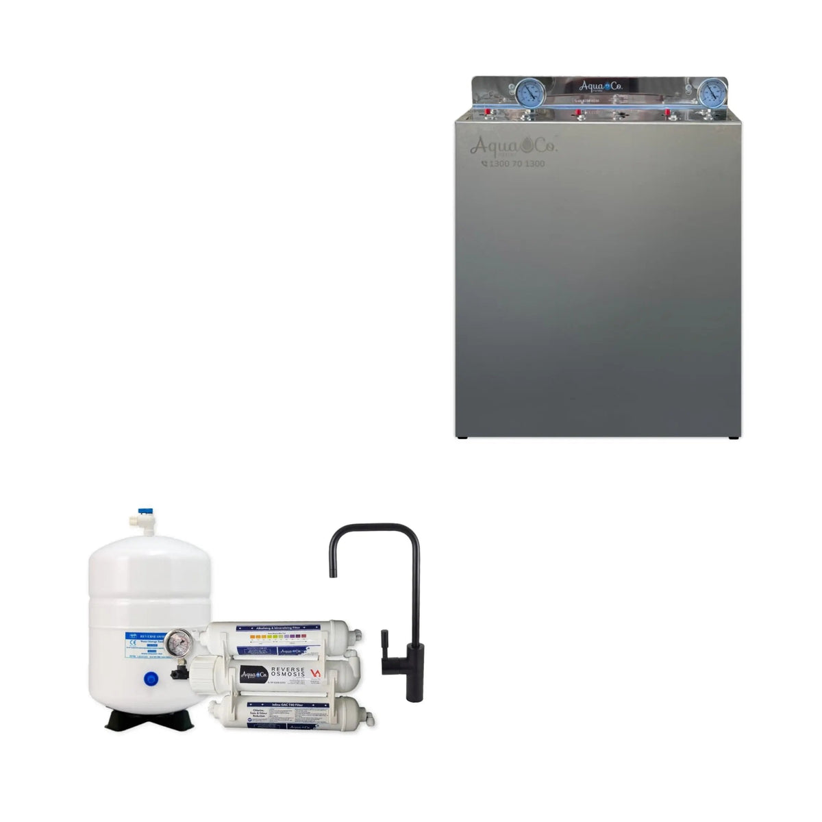 AquaCo Premium PFAS Whole House Water Filter System with ROCOMP Reverse Osmosis tap detail
